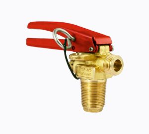 CO2 lever-operated valve in brass finish.