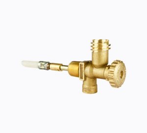 Liquid off-take (LOT) valve for LPG with brass finish.