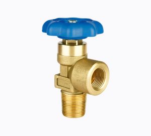 Oxygen (O2) double spindle valve with brass construction.