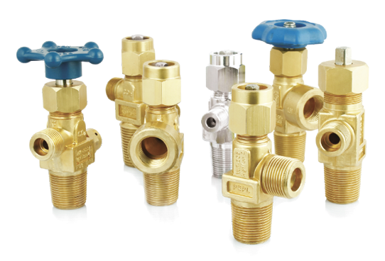 Diverse industrial valves in factory setting