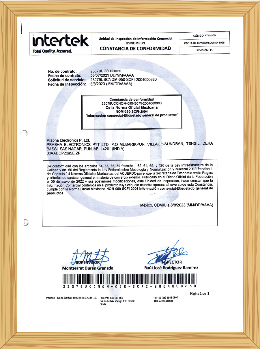 Certificate Prabha Electronics Private Limited