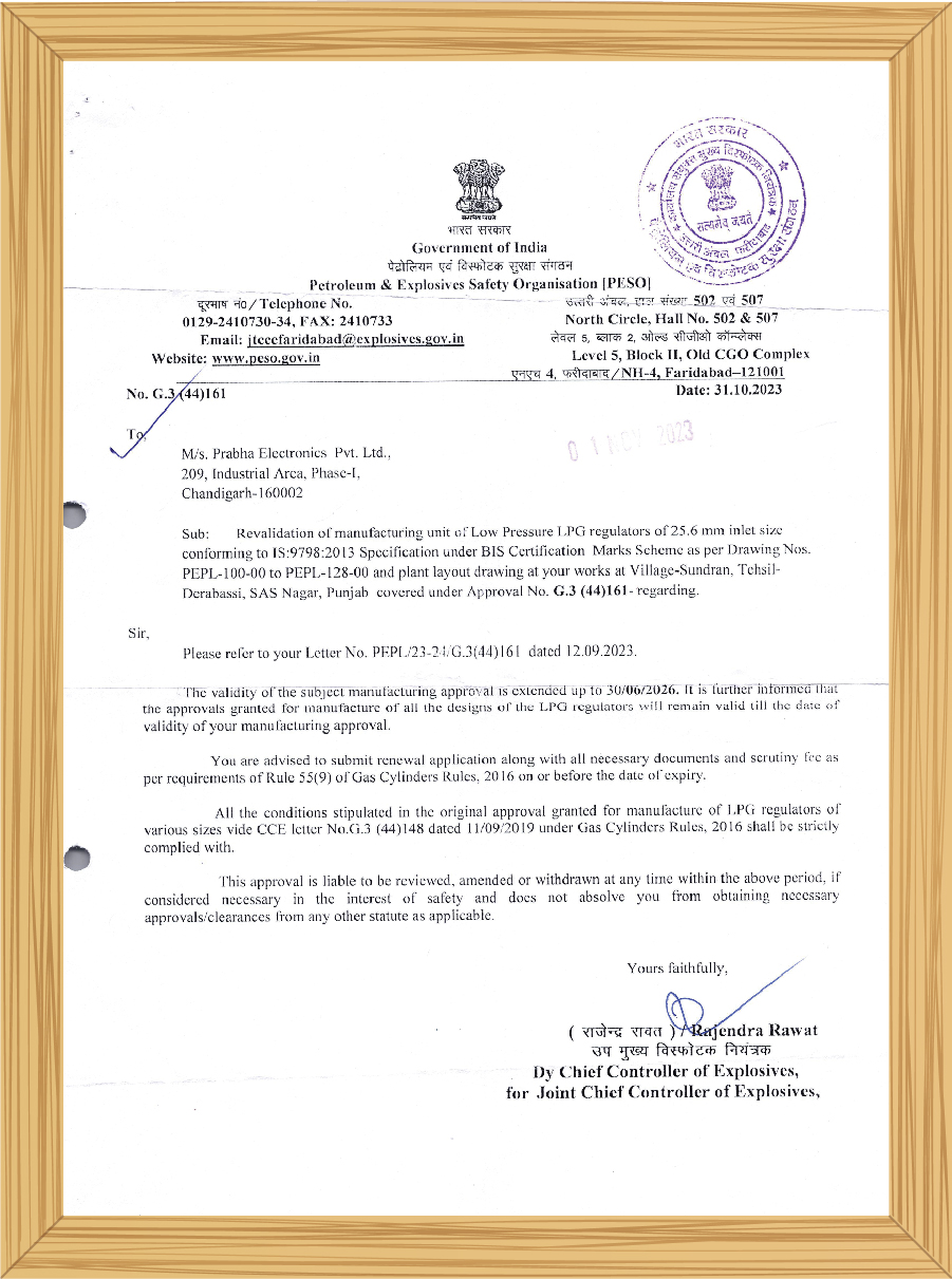 Certificate Prabha Electronics Private Limited