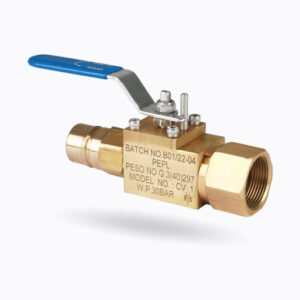 Industrial actuator-valve assembly in a brass finish.