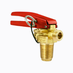 CO2 lever-operated valve in brass finish.